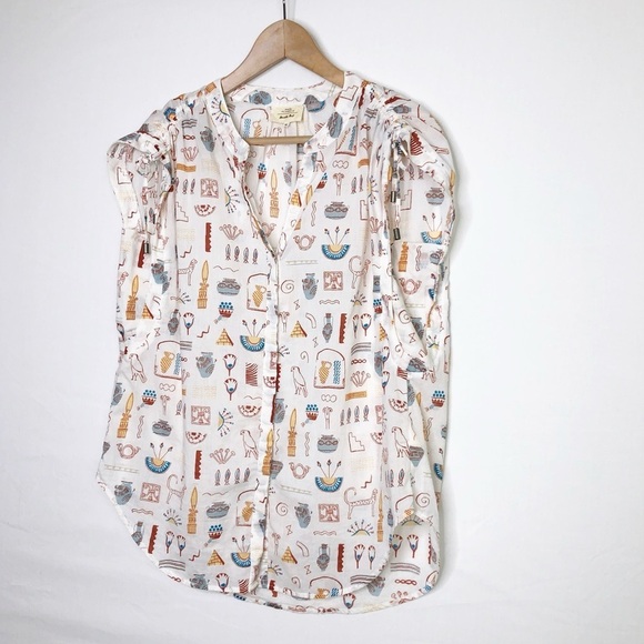 Anthropologie Daniel Kroll hieroglyphic, graphic, print button up shirt - Picture 7 of 12